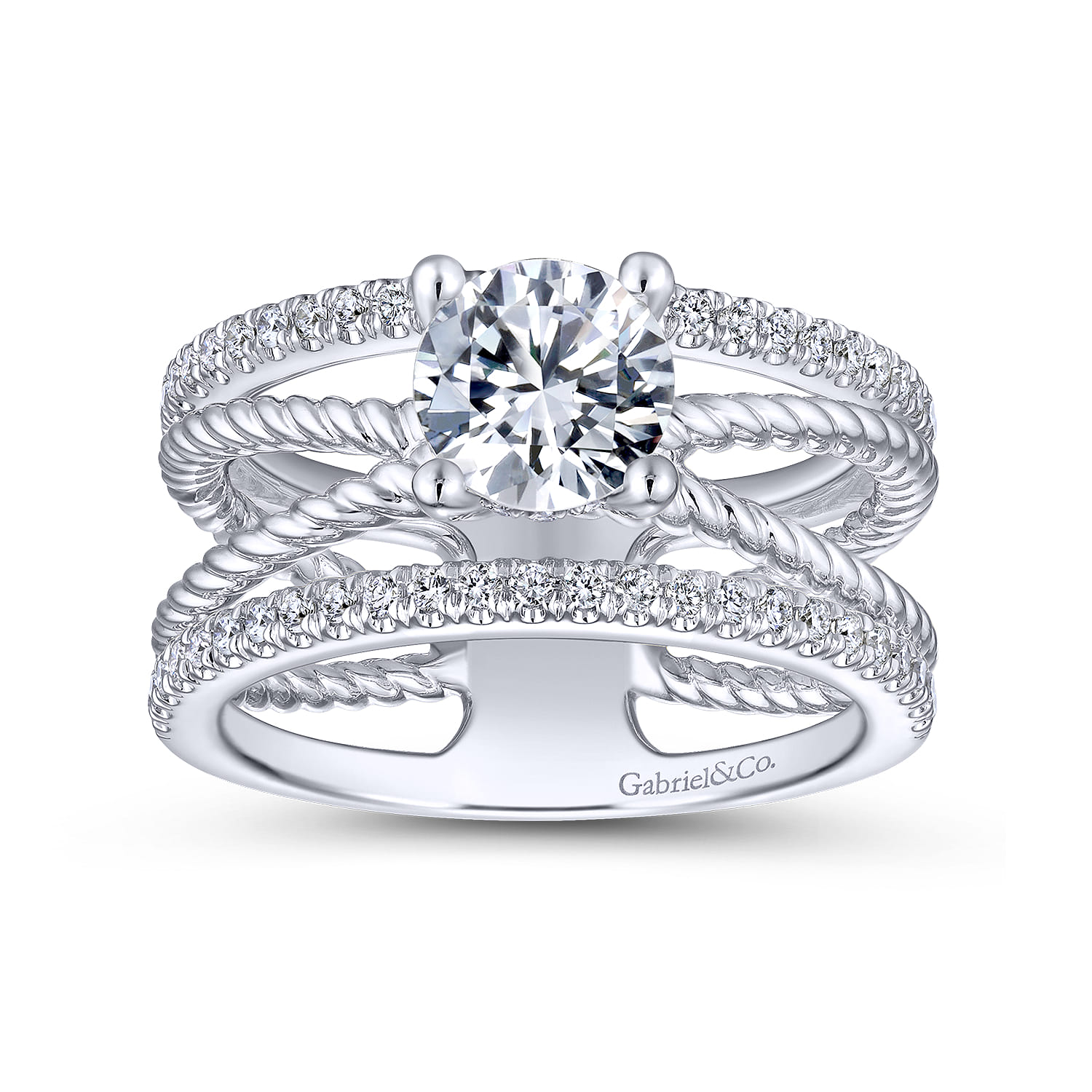 Lucinda - 14K White Gold Free Form Round Diamond Engagement Ring - 0.4 ct - Shot 5