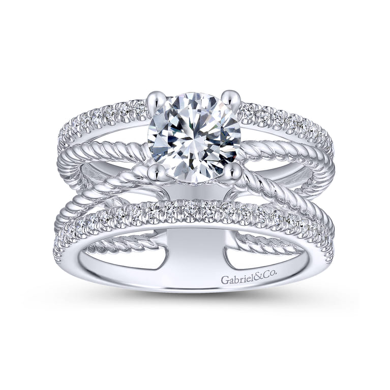 Lucinda - 14K White Gold Free Form Round Diamond Engagement Ring - 0.4 ct - Shot 5