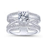 Lucinda - 14K White Gold Free Form Round Diamond Engagement Ring - 0.4 ct