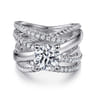 Affection - 14K White Gold Free Form Round Diamond Engagement Ring - 0.57 ct