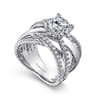 Affection - 14K White Gold Free Form Round Diamond Engagement Ring - 0.57 ct