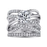 Affection - 14K White Gold Free Form Round Diamond Engagement Ring - 0.57 ct
