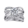 Affection - 14K White Gold Free Form Round Diamond Engagement Ring - 0.57 ct