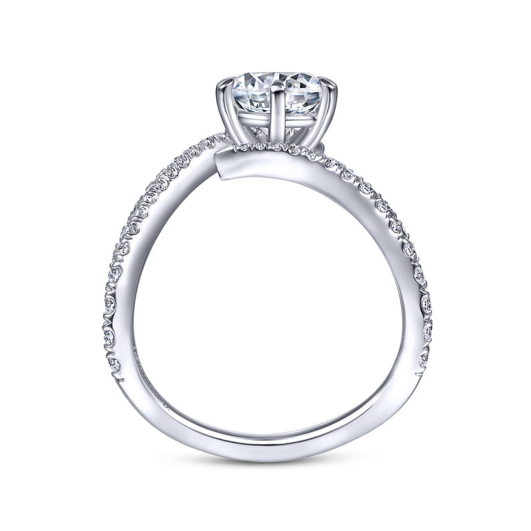 Celestial - 14K White Gold Free Form Round Diamond Engagement Ring - 0.45 ct - Shot 2