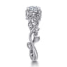 Martedi - 14K White Gold Floral Round Diamond Engagement Ring - 0.15 ct