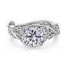 Martedi - 14K White Gold Floral Round Diamond Engagement Ring - 0.15 ct