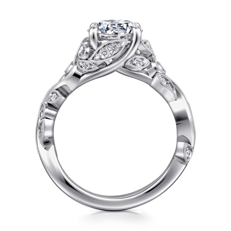 Martedi - 14K White Gold Floral Round Diamond Engagement Ring - 0.15 ct - Shot 2