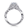 Martedi - 14K White Gold Floral Round Diamond Engagement Ring - 0.15 ct