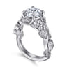 Martedi - 14K White Gold Floral Round Diamond Engagement Ring - 0.15 ct