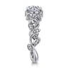 Martedi - 14K White Gold Floral Round Diamond Engagement Ring - 0.15 ct