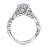 Martedi - 14K White Gold Floral Round Diamond Engagement Ring - 0.15 ct