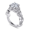 Martedi - 14K White Gold Floral Round Diamond Engagement Ring - 0.15 ct