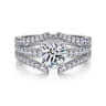 Riola - 14K White Gold Split Shank Round Diamond Engagement Ring - 0.82 ct