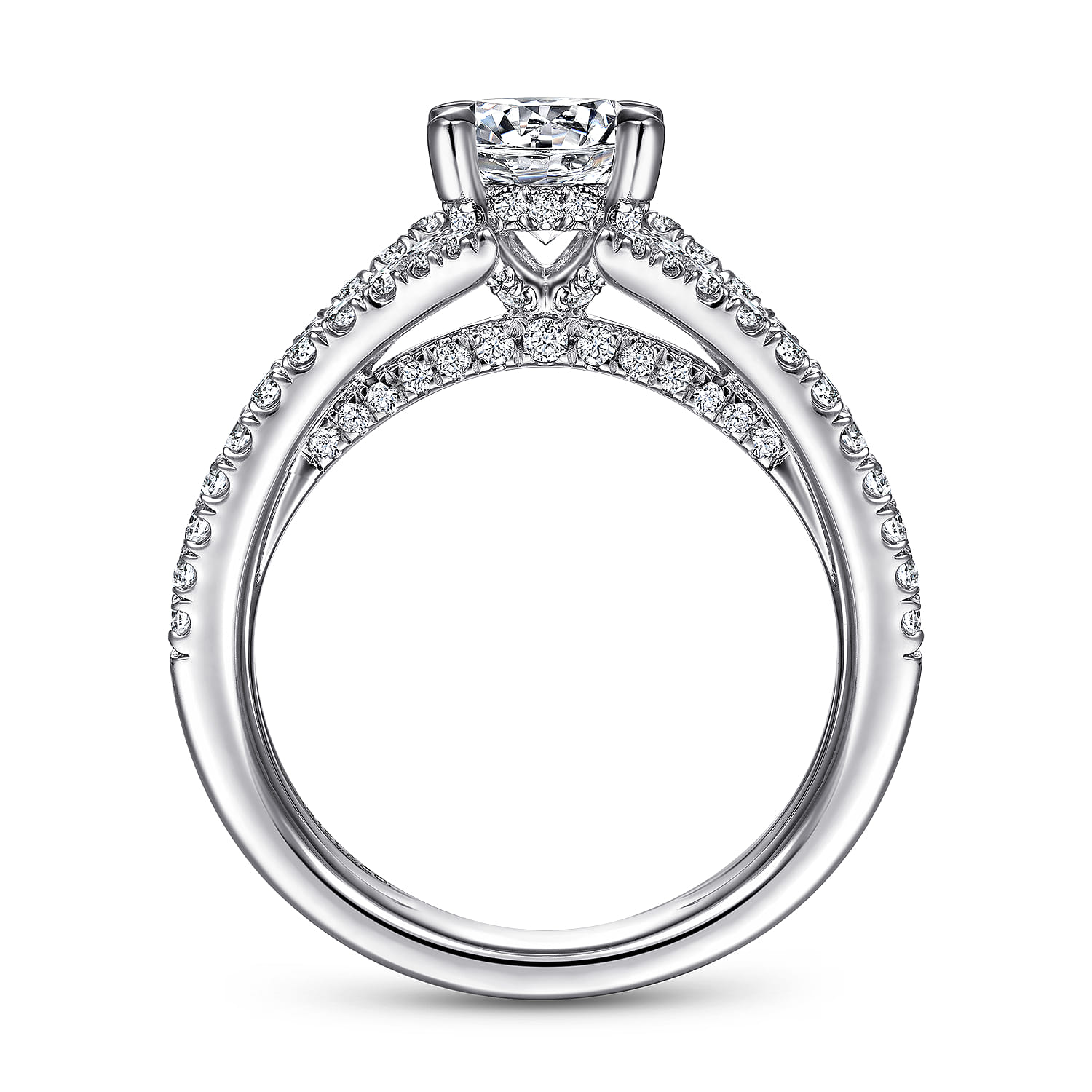 Riola - 14K White Gold Split Shank Round Diamond Engagement Ring - 0.82 ct - Shot 2