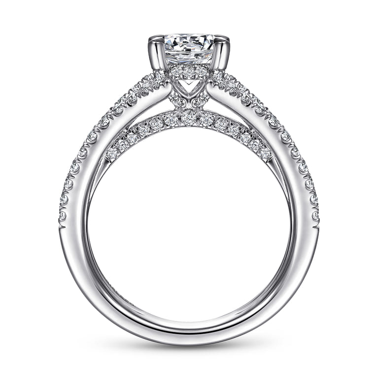 Riola - 14K White Gold Split Shank Round Diamond Engagement Ring - 0.82 ct - Shot 2