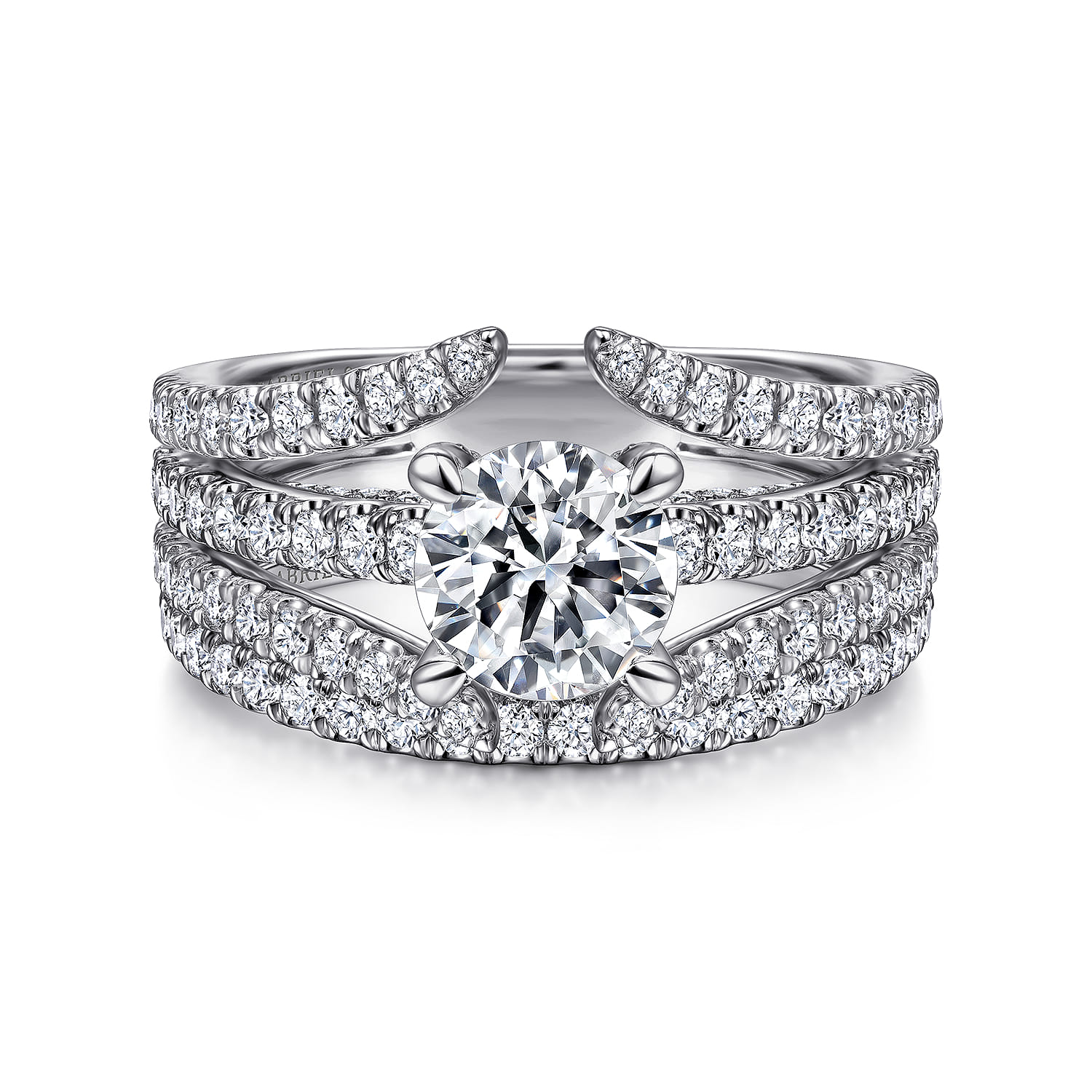 Riola - 14K White Gold Split Shank Round Diamond Engagement Ring - 0.82 ct - Shot 4