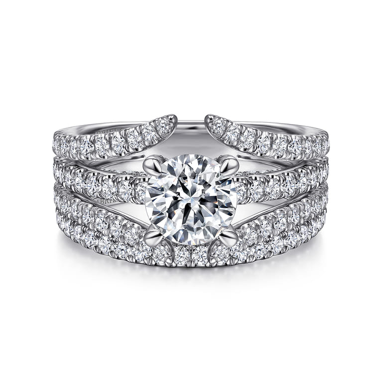 Riola - 14K White Gold Split Shank Round Diamond Engagement Ring - 0.82 ct - Shot 4