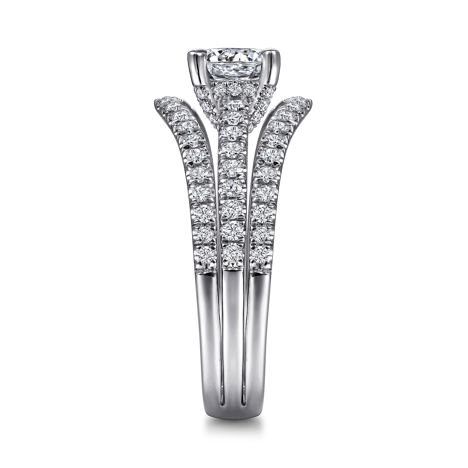 Riola - 14K White Gold Split Shank Round Diamond Engagement Ring - 0.82 ct - Shot 5