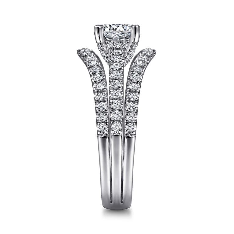 Riola - 14K White Gold Split Shank Round Diamond Engagement Ring - 0.82 ct - Shot 5