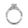Lena - 14K White Gold Floral Round Diamond Engagement Ring - 0.16 ct