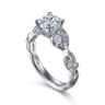 Lena - 14K White Gold Floral Round Diamond Engagement Ring - 0.16 ct