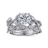 Lena - 14K White Gold Floral Round Diamond Engagement Ring - 0.16 ct