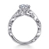 Lena - 14K White Gold Floral Round Diamond Engagement Ring - 0.16 ct