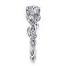 Lena - 14K White Gold Floral Round Diamond Engagement Ring - 0.16 ct