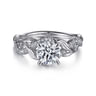 Camelia - 14K White Gold Floral Round Diamond Engagement Ring - 0.18 ct