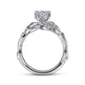 Camelia - 14K White Gold Floral Round Diamond Engagement Ring - 0.18 ct