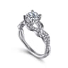 Camelia - 14K White Gold Floral Round Diamond Engagement Ring - 0.18 ct