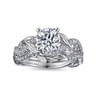 Camelia - 14K White Gold Floral Round Diamond Engagement Ring - 0.18 ct