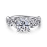 Camelia - 14K White Gold Floral Round Diamond Engagement Ring - 0.18 ct