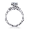 Camelia - 14K White Gold Floral Round Diamond Engagement Ring - 0.18 ct