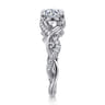 Camelia - 14K White Gold Floral Round Diamond Engagement Ring - 0.18 ct