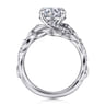 Camelia - 14K White Gold Floral Round Diamond Engagement Ring - 0.18 ct