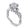 Camelia - 14K White Gold Floral Round Diamond Engagement Ring - 0.18 ct