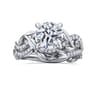 Camelia - 14K White Gold Floral Round Diamond Engagement Ring - 0.18 ct