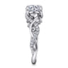 Camelia - 14K White Gold Floral Round Diamond Engagement Ring - 0.18 ct