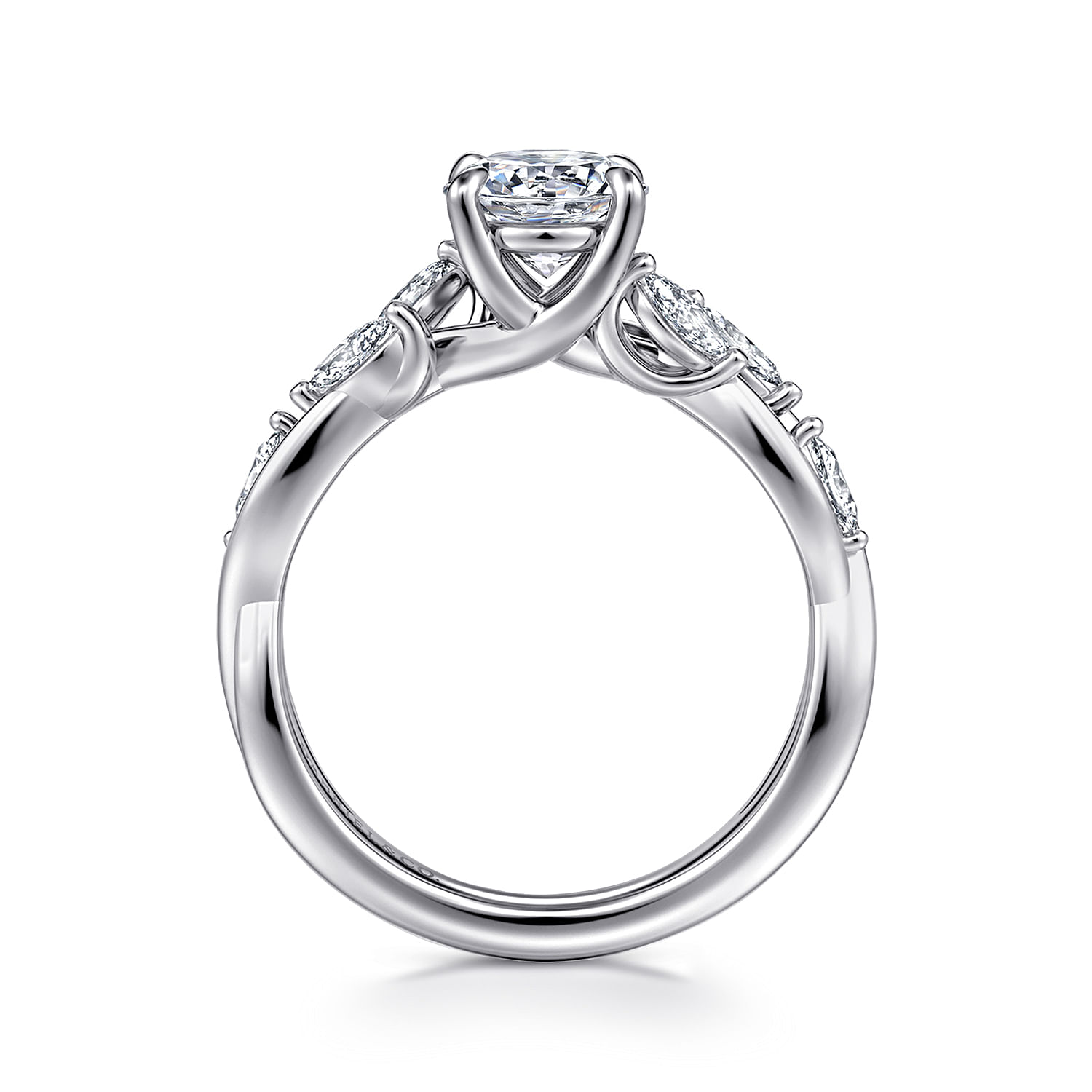 Charlina - 14K White Gold Floral Round Diamond Engagement Ring - 0.17 ct - Shot 2