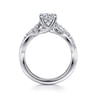 Charlina - 14K White Gold Floral Round Diamond Engagement Ring - 0.17 ct