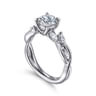 Charlina - 14K White Gold Floral Round Diamond Engagement Ring - 0.17 ct