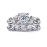 Charlina - 14K White Gold Floral Round Diamond Engagement Ring - 0.17 ct