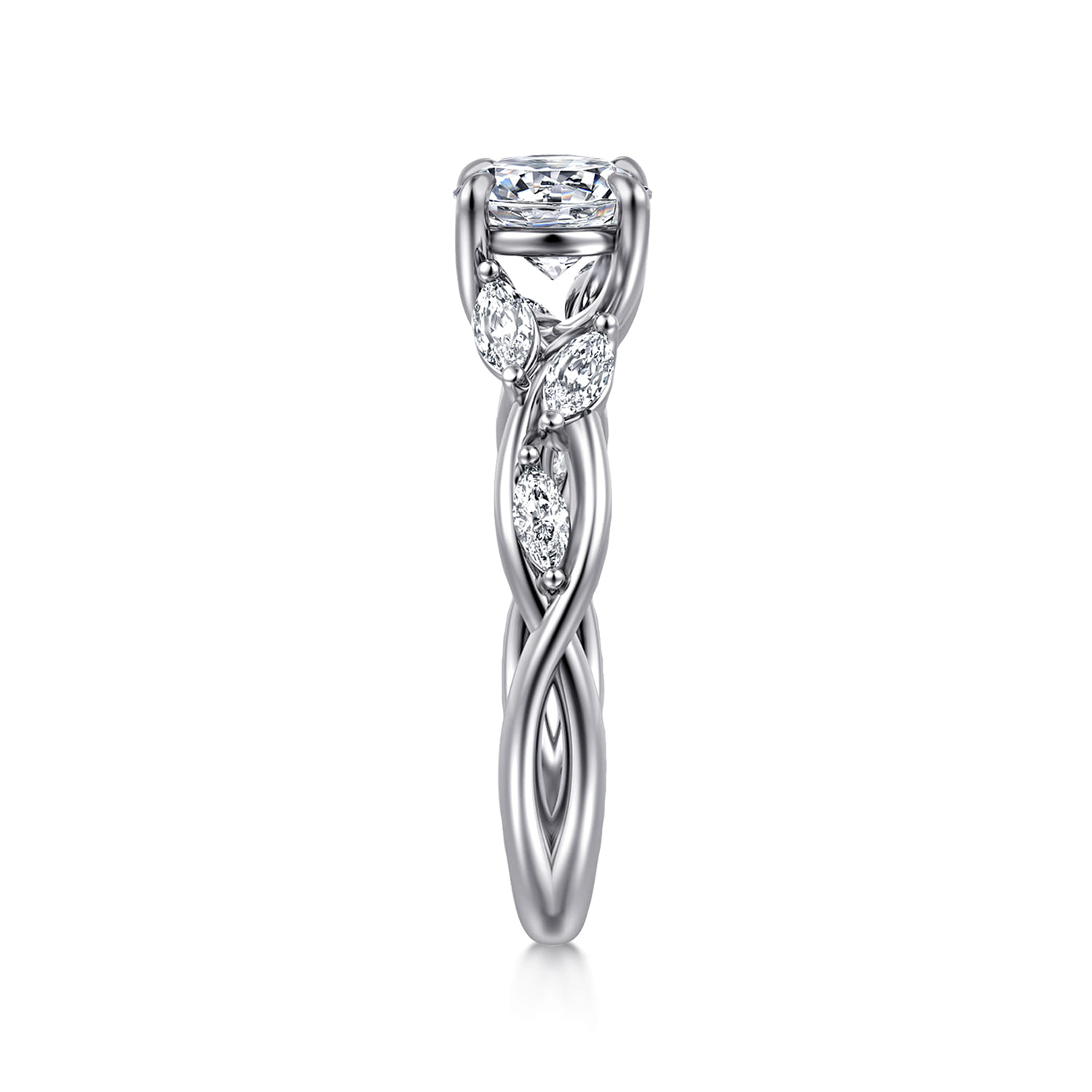Charlina - 14K White Gold Floral Round Diamond Engagement Ring - 0.17 ct - Shot 5