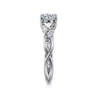 Charlina - 14K White Gold Floral Round Diamond Engagement Ring - 0.17 ct