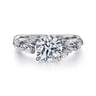 Charlina - 14K White Gold Floral Round Diamond Engagement Ring - 0.4 ct
