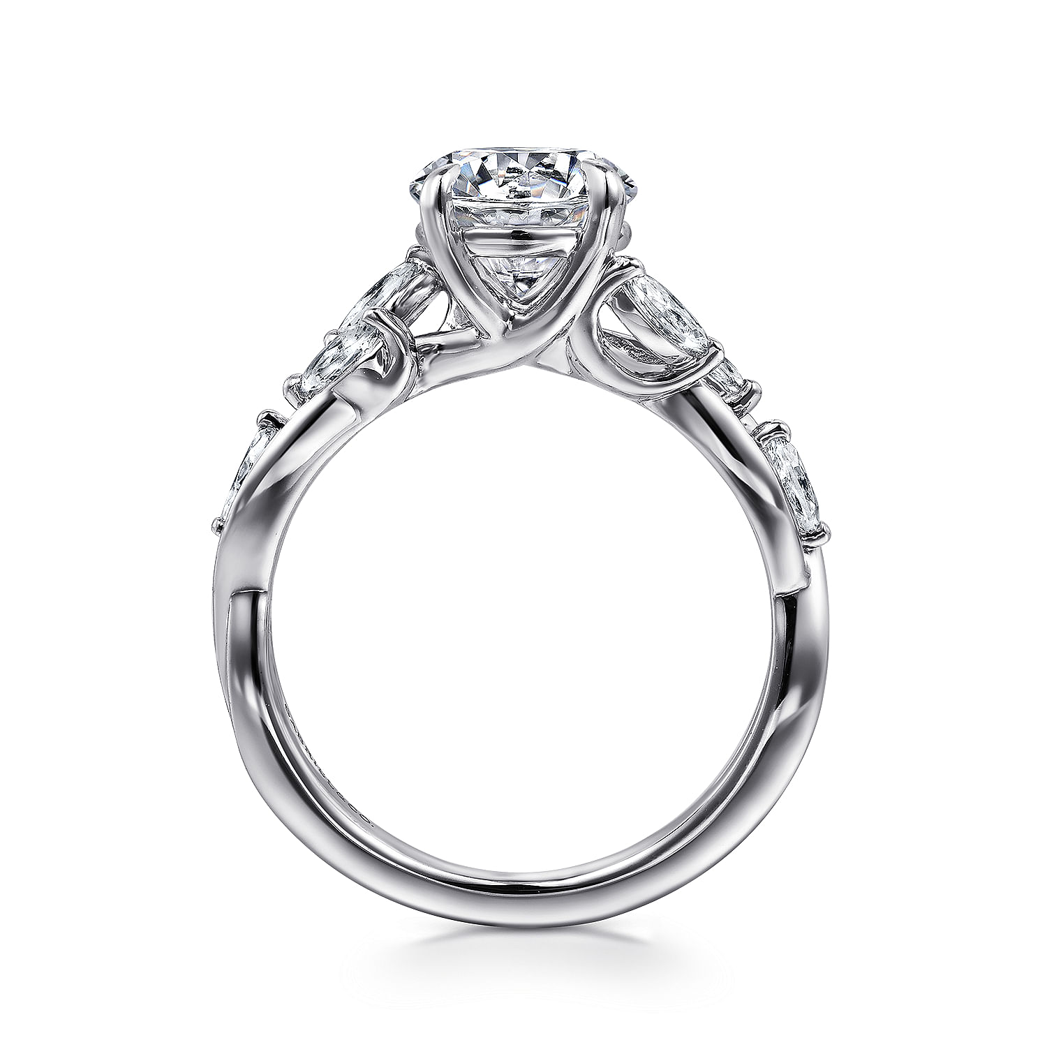 Charlina - 14K White Gold Floral Round Diamond Engagement Ring - 0.4 ct - Shot 2