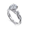 Charlina - 14K White Gold Floral Round Diamond Engagement Ring - 0.4 ct