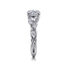 Charlina - 14K White Gold Floral Round Diamond Engagement Ring - 0.4 ct