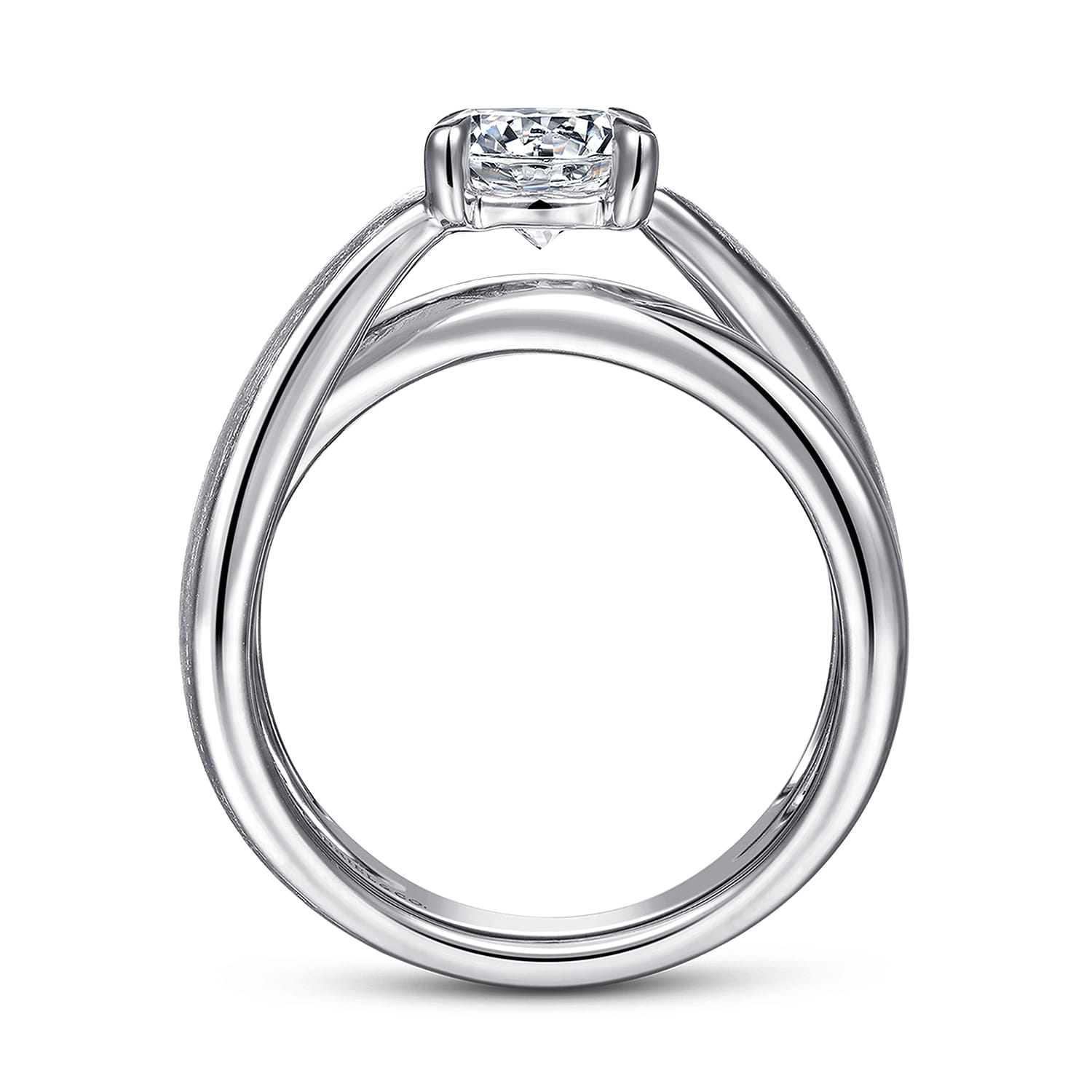 Ursa - 14K White Gold Split Shank Round Diamond Engagement Ring - Shot 2